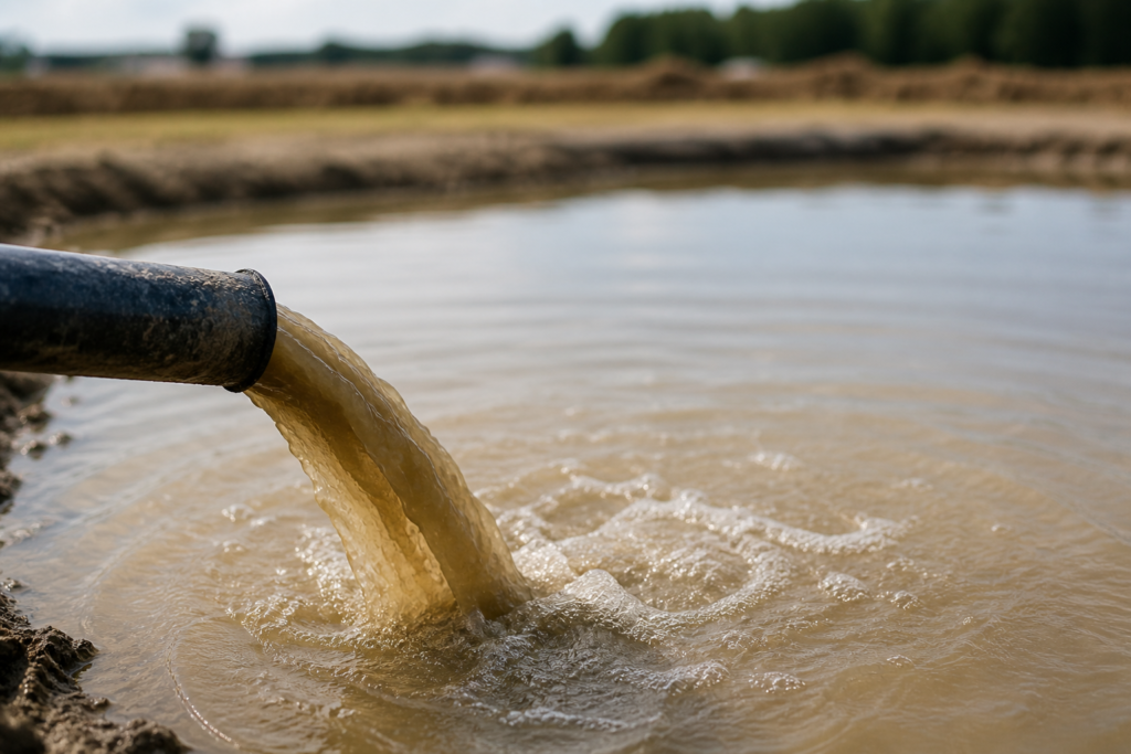 Turbid water pumped into an earthen pond, managing water treatment in remote and challenging site conditions